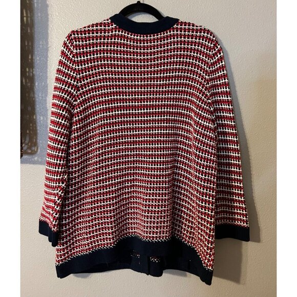 Talbots Women's Cardigan Jacket Sweater 1X Red Cream Navy Blue NWT NEW - Picture 7 of 10